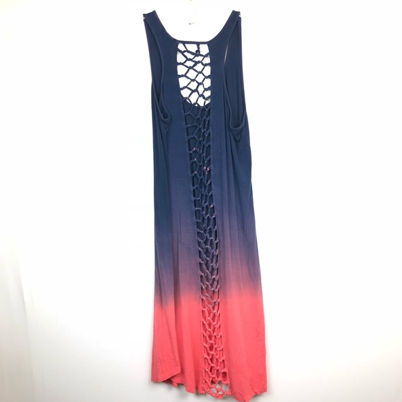 Coverup Dress Ombré dipdye Tied Back boho hippy - Picture 1 of 6